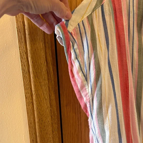 Old Navy Blue, White, Pink, Red, and Sage Striped Shirt - Tie-Front - Picture 7 of 11